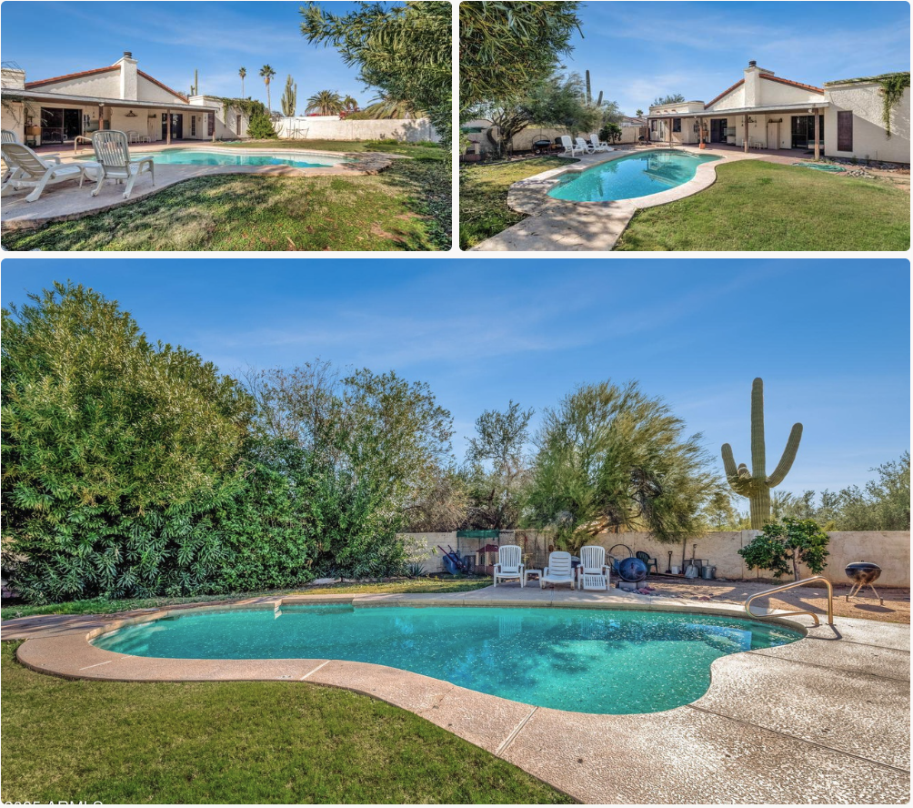 Existing backyard, pool, and patio